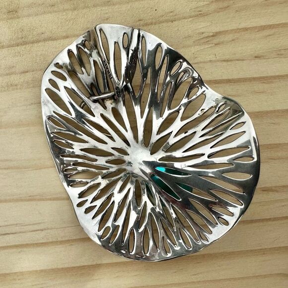 Hagit Gorali Sterling Silver Kalos Lily Pendant with Aqua Glass Drop - Picture 2 of 8